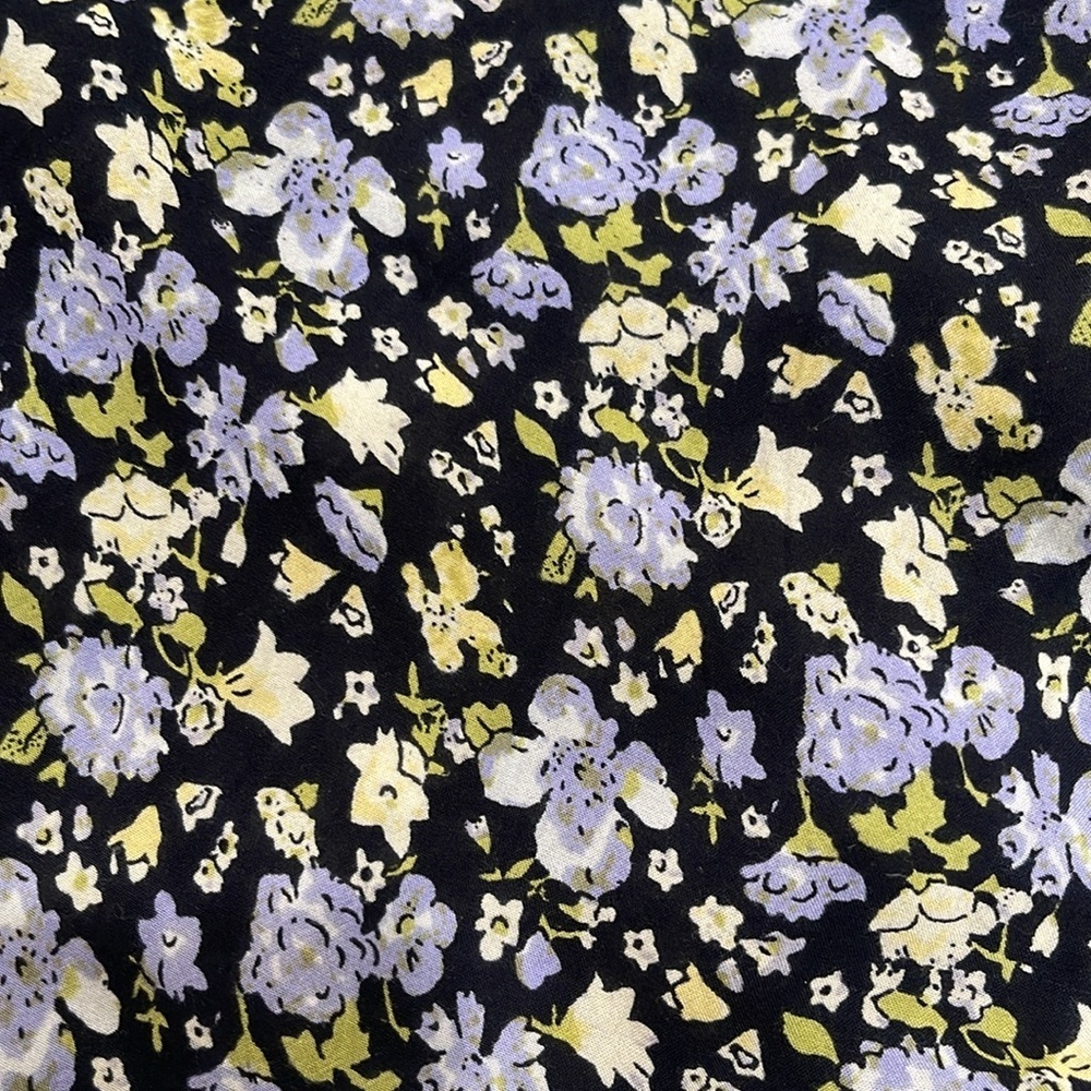 Free People Molly Jo Midi Floral Button Front Midi Dress SZ M Black Blue - Picture 2 of 10